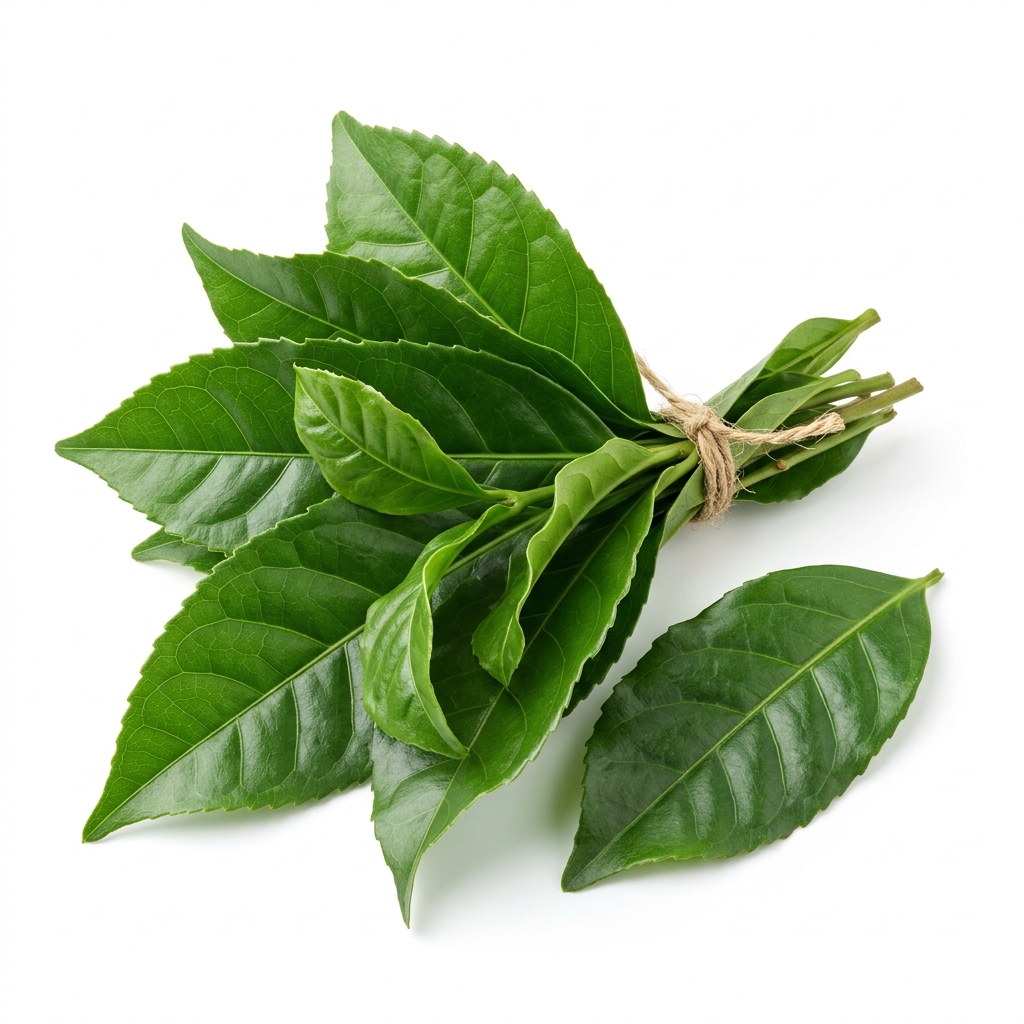 Detailní záběr listů Wayusy (Ilex guayusa)